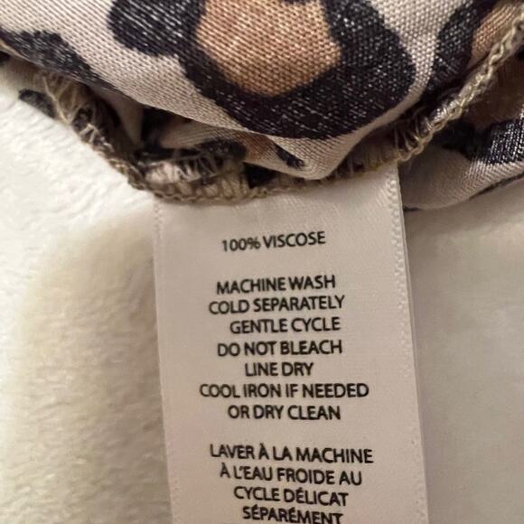 BeachLunchLounge Collection blouse short sleeve tie waist animal print top Sz L - Picture 7 of 7